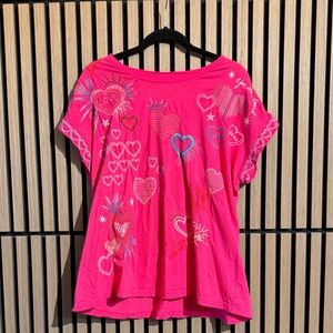 Johnny Was Pink Heart Top